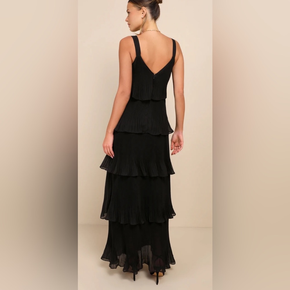 Lulus Elegant Nature Black Pleated Sleeveless Tiered Maxi Dress - Picture 2 of 11